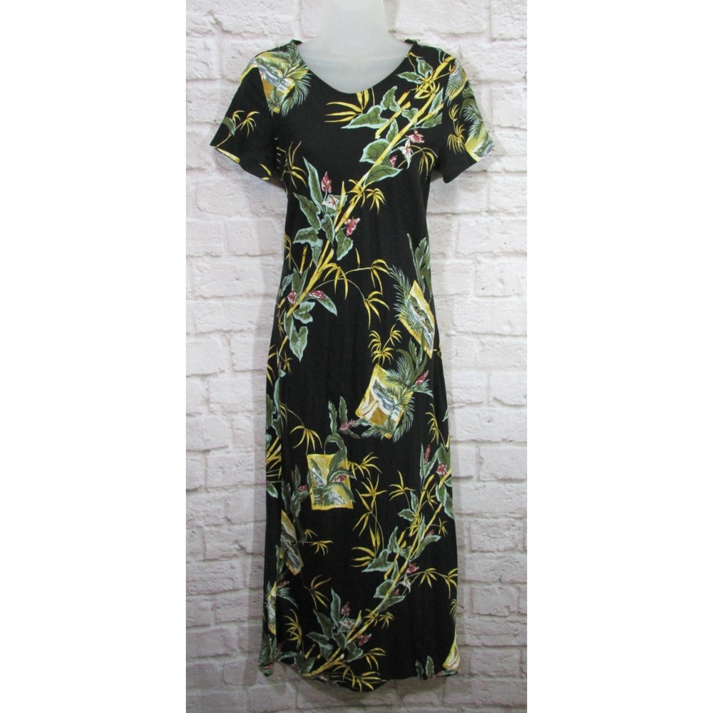 Vintage Hilo Hattie Hawaiian Original Floral Sheath Maxi Dress Womens Small